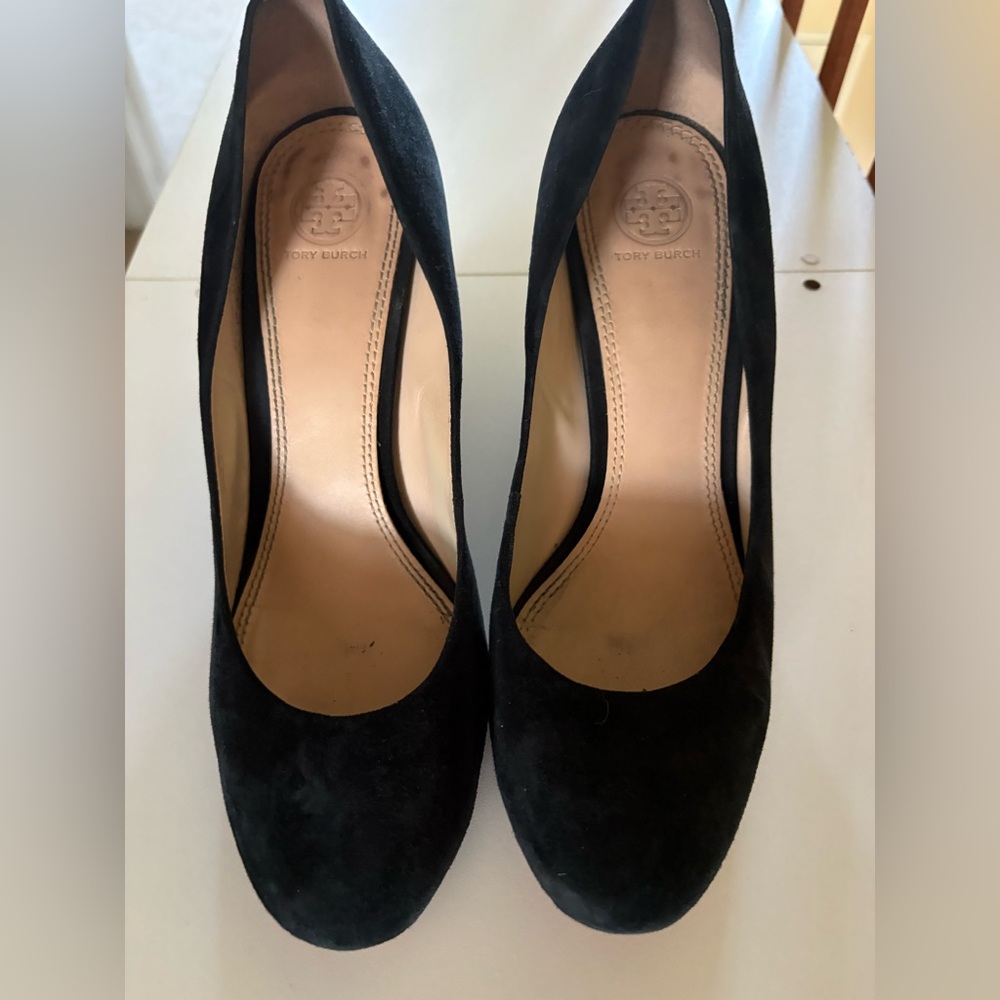 Tory Burch Black Suede Wedges